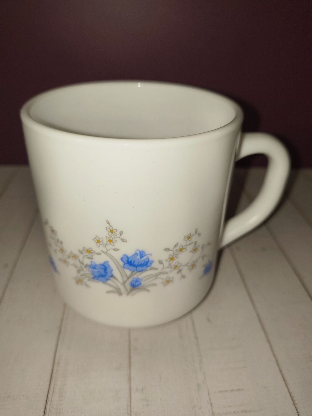 Vintage Arcopal Romantique Milk Glass Mug Made ln France